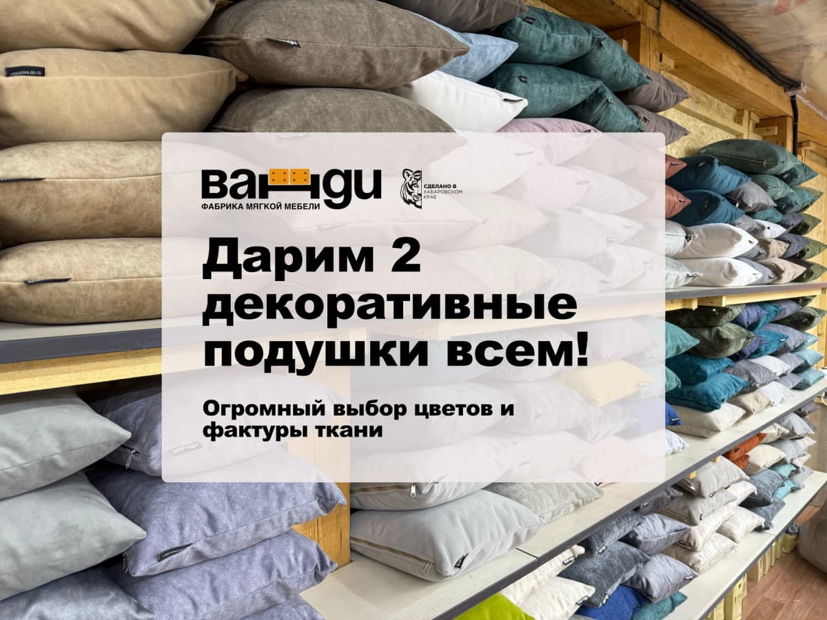 Дарим 2 декоративные подушки!